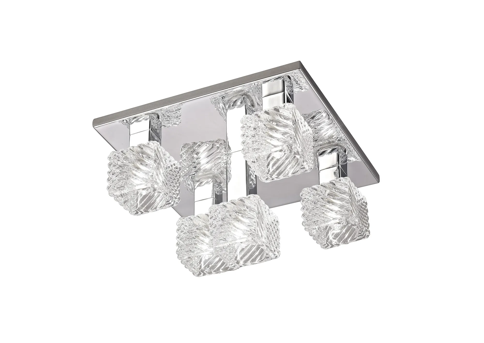 D0162  Accor Glass Square Ceiling Flush 5 Light Polished Chrome